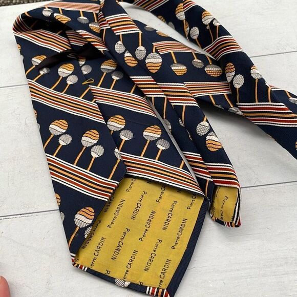 Pierre Cardin Morville Silk Ties Wide For Mens Blue Orange Golf‎ Print Paris - Picture 2 of 7